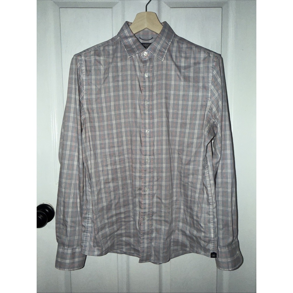 FAHERTY Movement Shirt Mens M Blue Orange Plaid Reserve Stretch Collar Button LS